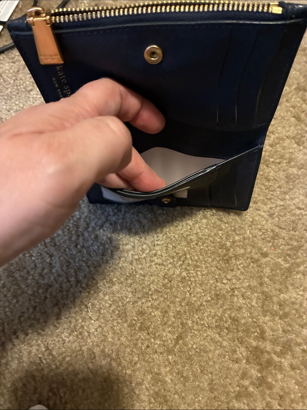 Kate Spade- Navy Floral Bi-fold and zip with Multicolor Blooms - Picture 4 of 6